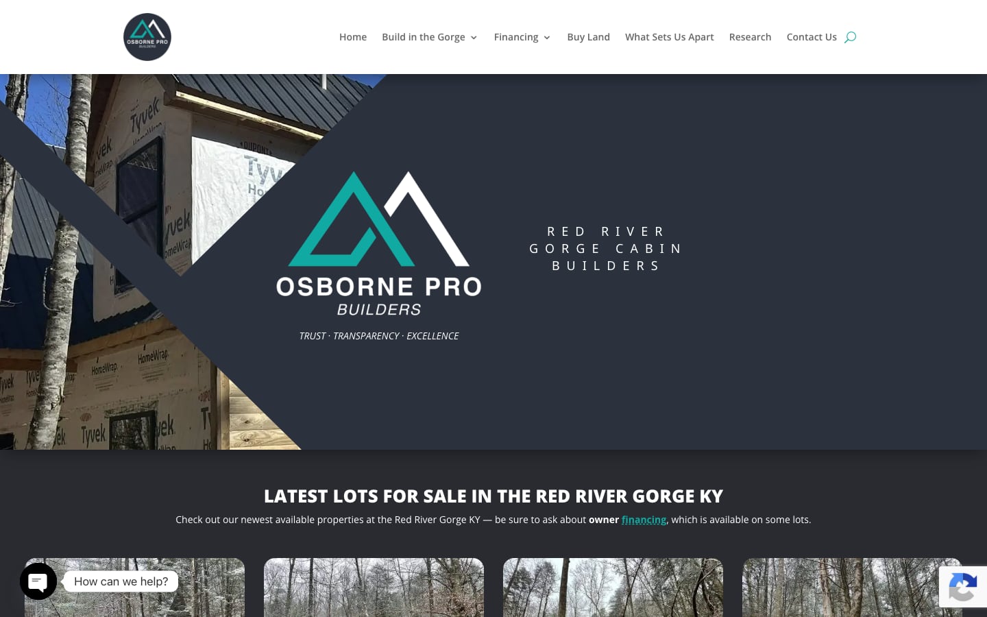 Gorge Builders website homepage