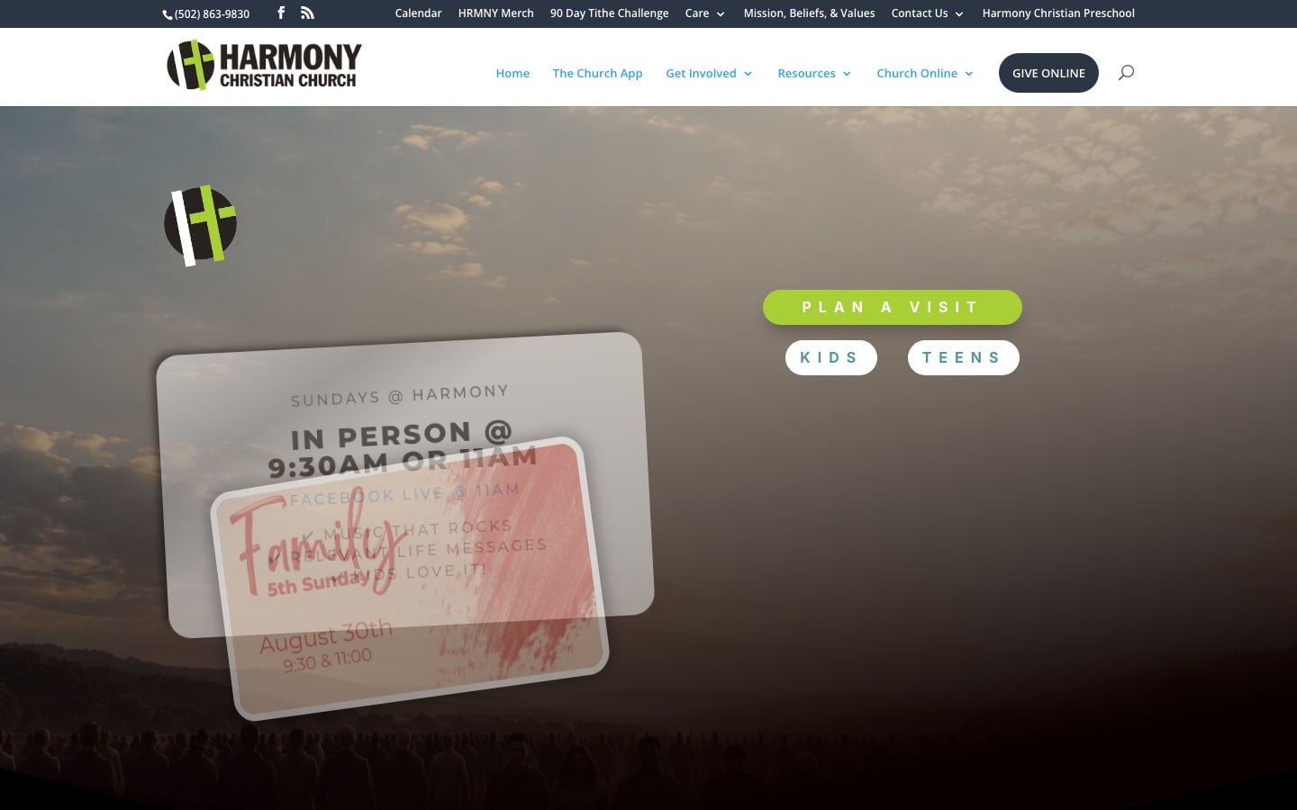 Harmony Christian Church website homepage