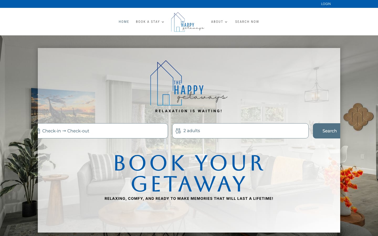 The Happy Getaways website homepage