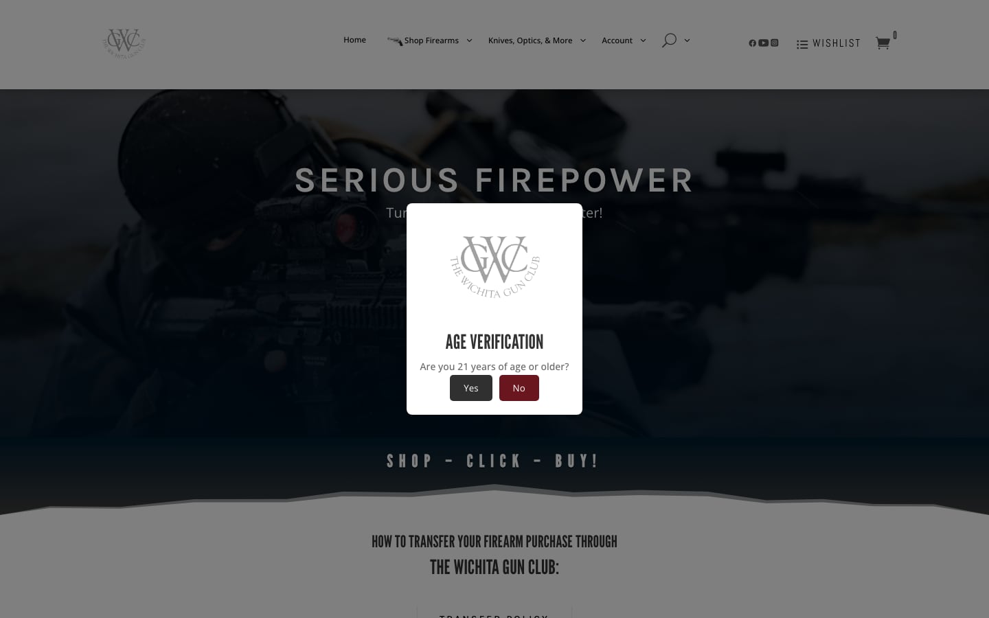 The Wichita Gun Club website homepage